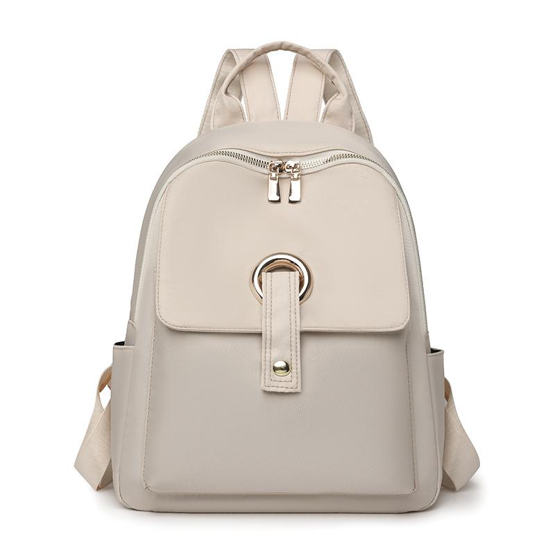 Casual solid color backpack women's new trendy college student schoolbag commuting large capacity travel backpack tide
