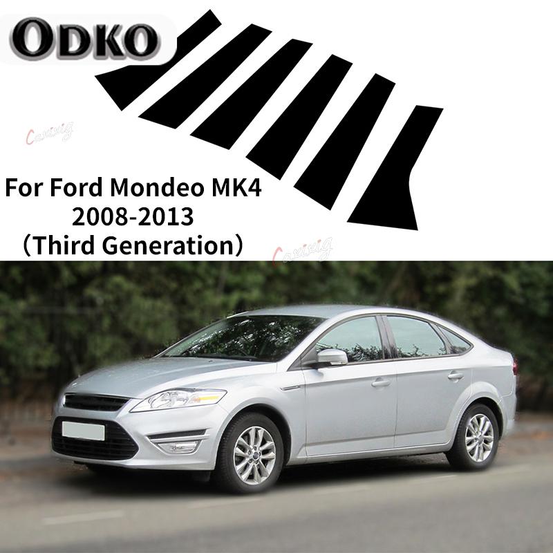 6Pcs Car Door Window Frame Pillar Post Stickers for Ford Mondeo MK4 2008 2009 2010 2011-2013 B C Column Cover Styling Decoration
