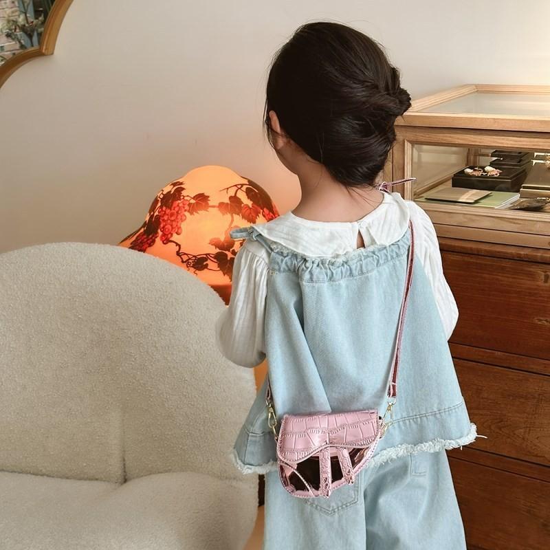 Fashionable Patent Leather Shiny Kids Mini Crossbody Bag Breathable Pure Color Child Shoulder Bag