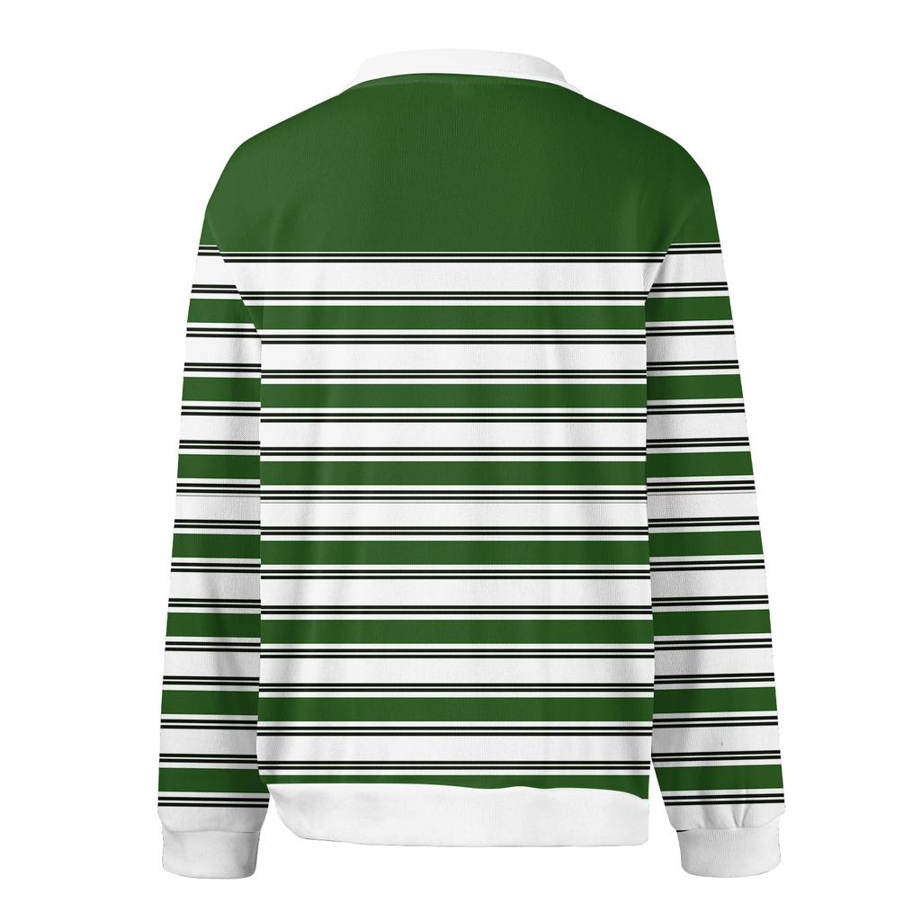 Pánské ležérní módní tištěné klopové pletené spodní tričko s dlouhým rukávem