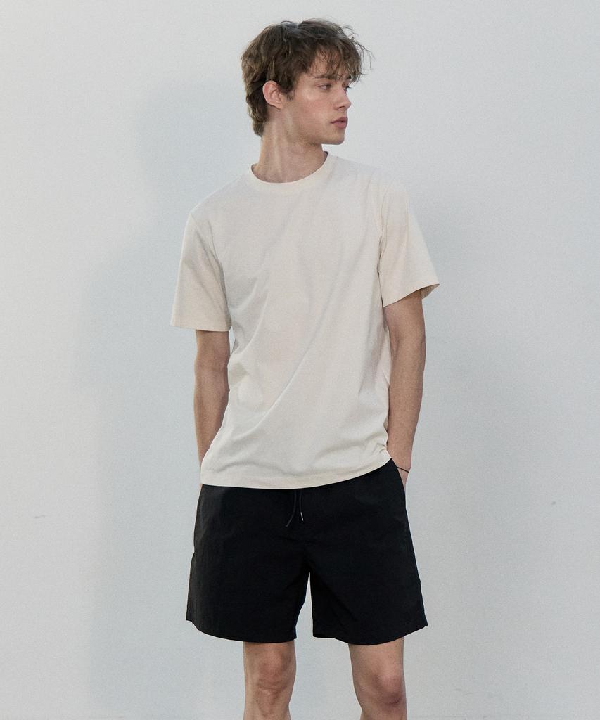 BASIC HOUSE Cool Sorona Regular Fit Round Neck Short Sleeve T-Shirt Ivory Lzts3107