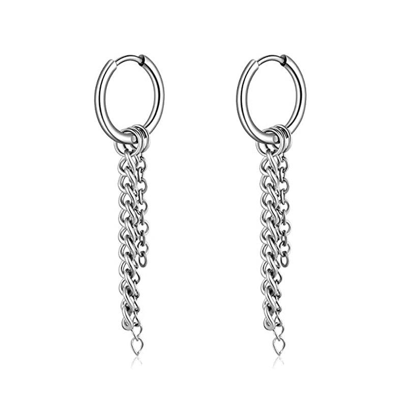 Black Series Titanium Steel Punk Style Earrings - Unisex, Korean Fashion, Unique Design