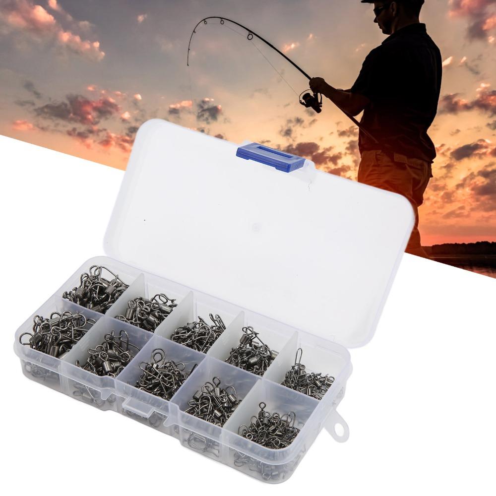 210PCS Copper Fishing Swivels Set 2# 4# 5# 6# 8# Rolling Barrel Swivel  Saltwater Fishing