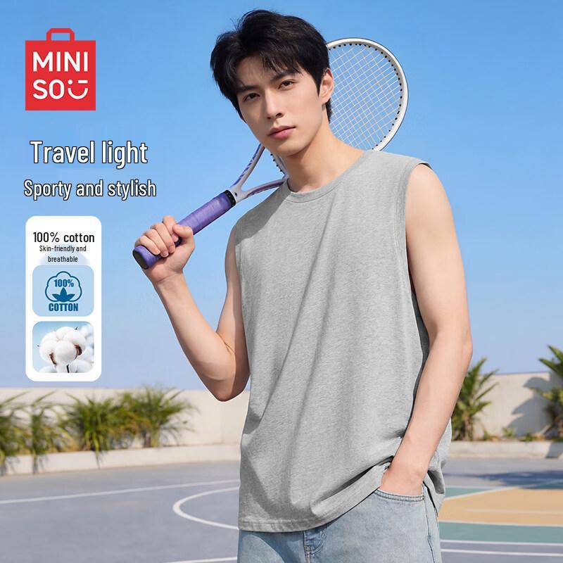 

MINISO Men s Pure Cotton Sleeveless Tank Top 5XL