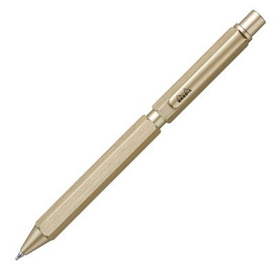 RHODIA Script a Ballpoint Pen with Two Colors and and a Mechanical Pencil with a Hairline Finish and Rotary Aluminum Body Multi-Pen Gold, 0.5mm