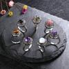 Vintage Filigree Gemstone Ring Set for Women, Antique CopperTone Amethyst Stone Boho Promise Ring Party Jewelry Gift