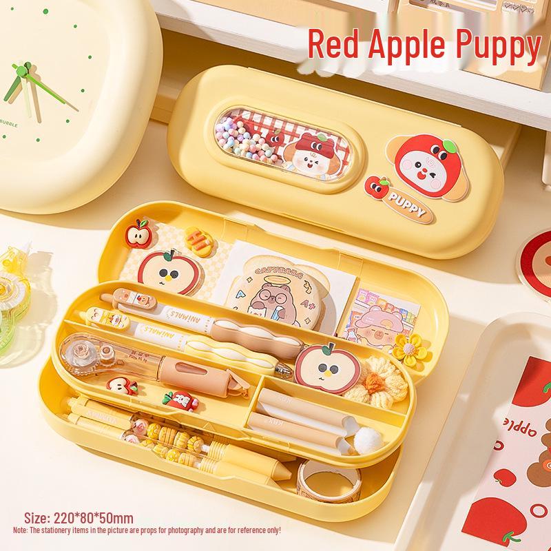 

Morandi Colors Double-Layer Bubble Ball Pencil Case - Cute and Simple Style for Primary Students