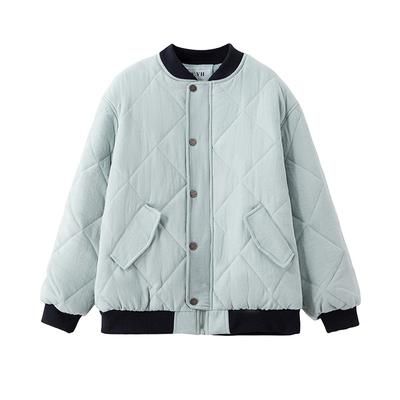 Lingge Baseball Uniform Cotton Jacket for Women Winter New Korean Style Loose and Super Good-looking Quilted Jacket