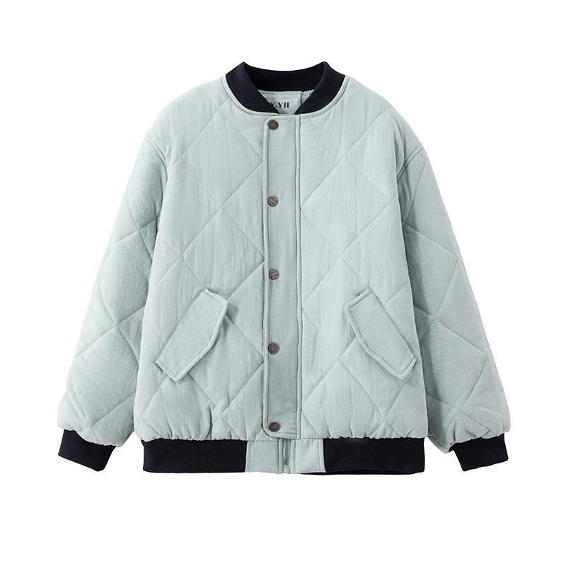Lingge Baseball Uniform Cotton Jacket for Women Winter New Korean Style Loose and Super Good-looking Quilted Jacket
