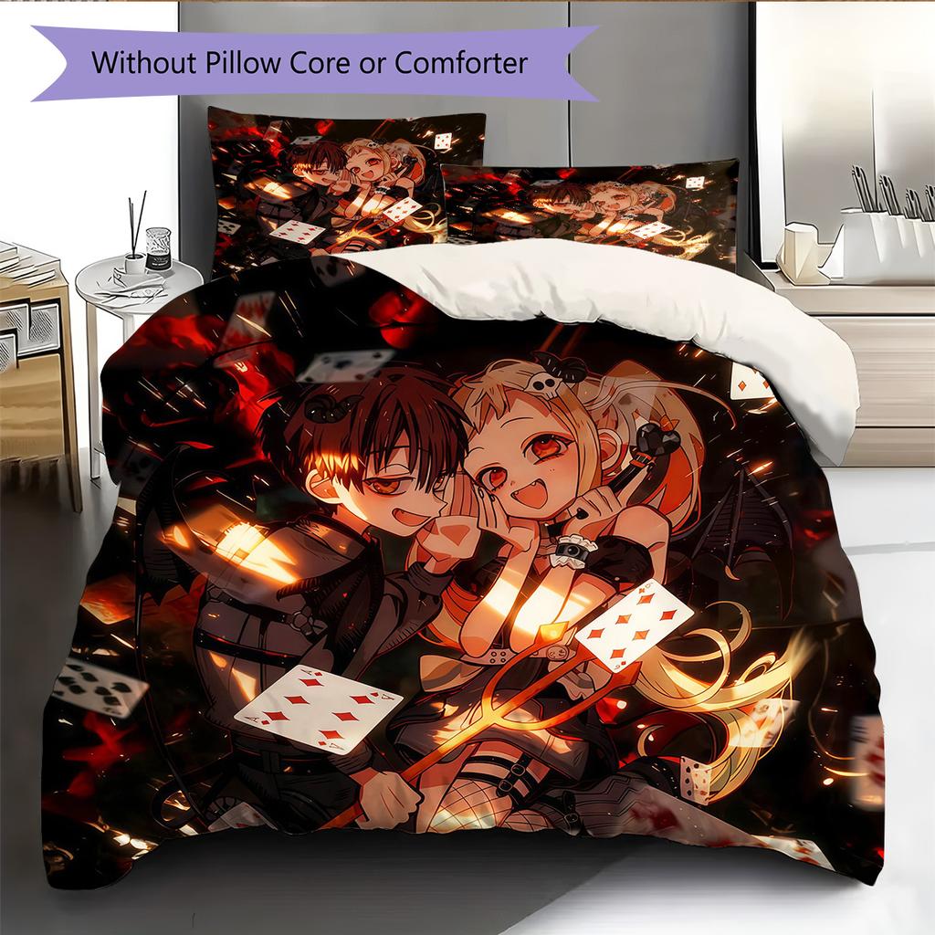 Toilet‑Bound Hanako‑kun3 Pattern Bedding Quilt Set Home Decoration Gift (1 * duvet cover + 2 * pillowcase without core)