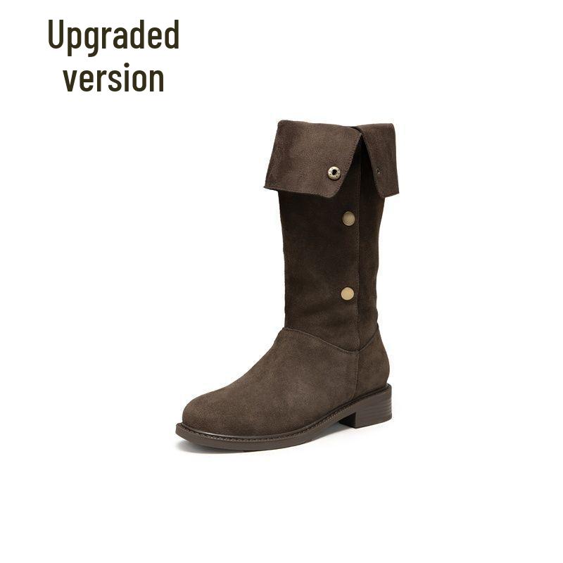 Women's Versatile Retro High-Top Western Cowboy Boots: Slimming, Long, Stylish Winter Equestrian Boots.