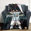 Football Messi Customize Text Blanket Cozy Customizable Blanket Soft Warm Cozy Throw For Bed Seaside Living Room Office Chair Four Seasons Multipurpos