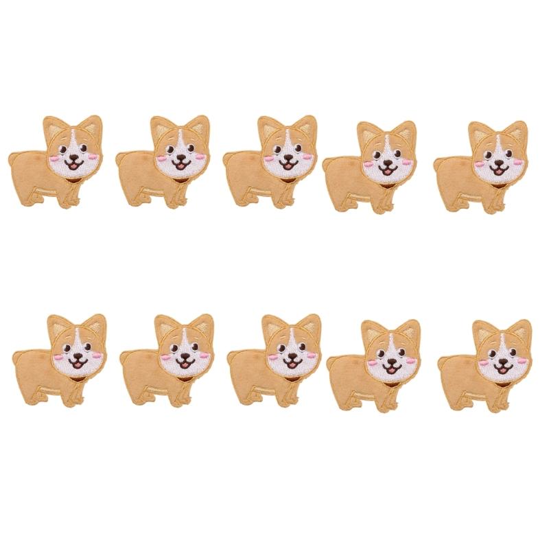 10Pcs Dog Embroidery Iron On Patches Adhesive Embroidery Appliques For Clothing Jackets Bags Hat Decoration and Sewing