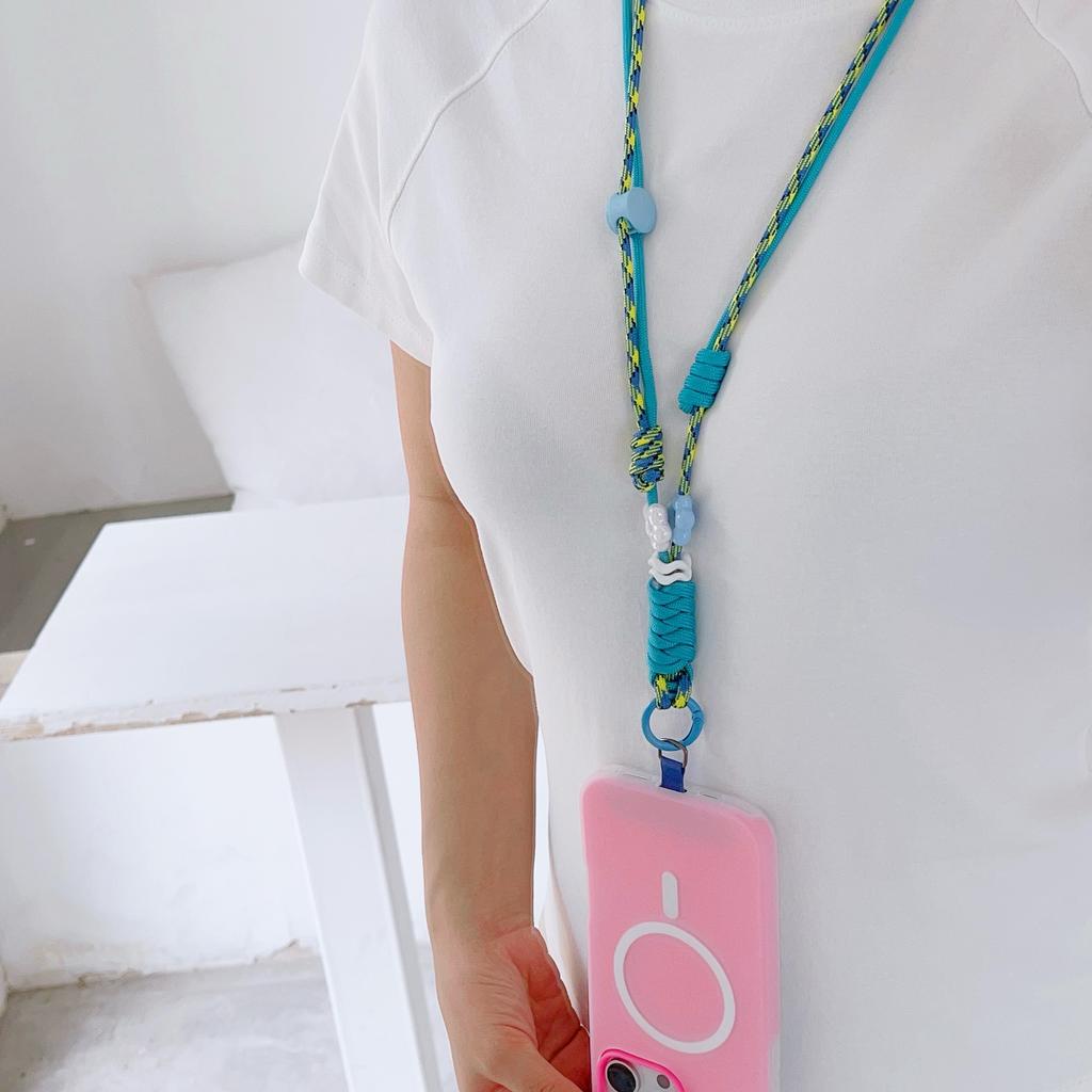 Multi-Functional Mobile Phone Universal Lanyard, Bilateral Adjustable Crossbody Long Rope, Neck Lanyard, Dopamine Pendant