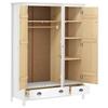 VidaXL 3-door Wardrobe Hill White 127x50x170 Cm Solid Pine Wood 288952