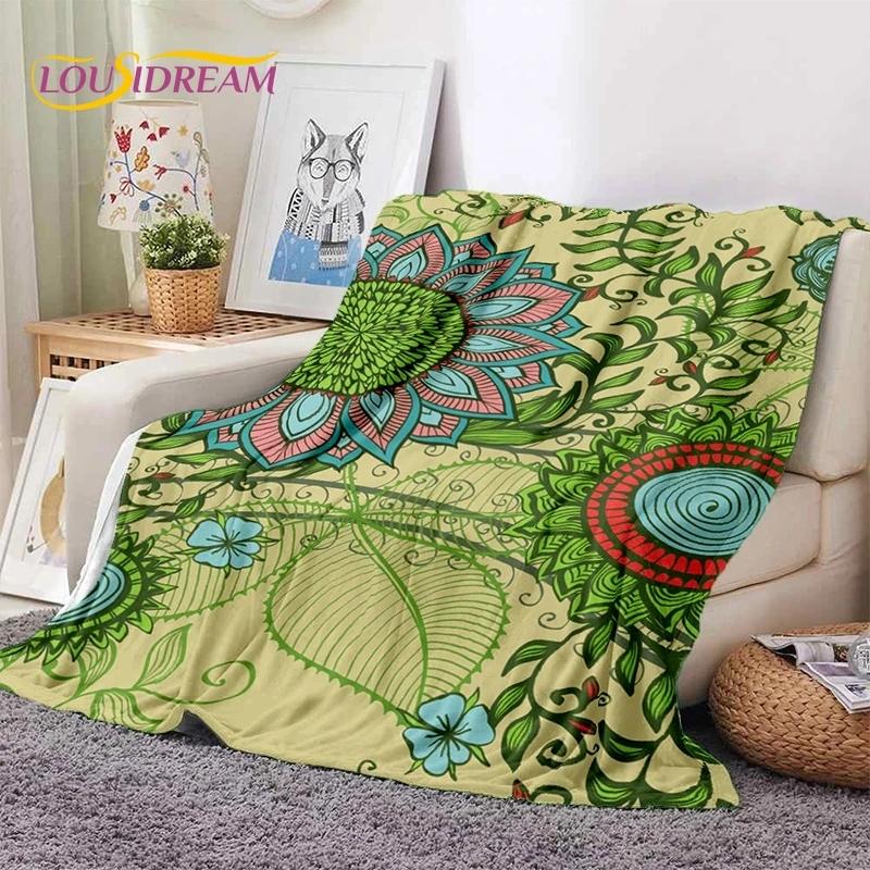 3D Mandala Yoga Flower Bohemia Meditation Nature Soft Flannel Blankets,Throw Blanket Comfortable Blanket for Picnic Beds Bedroom