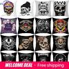 Black Grey Skull Face Living Room Decor Pillowcase Car Halloween Sofa Cushion Cover