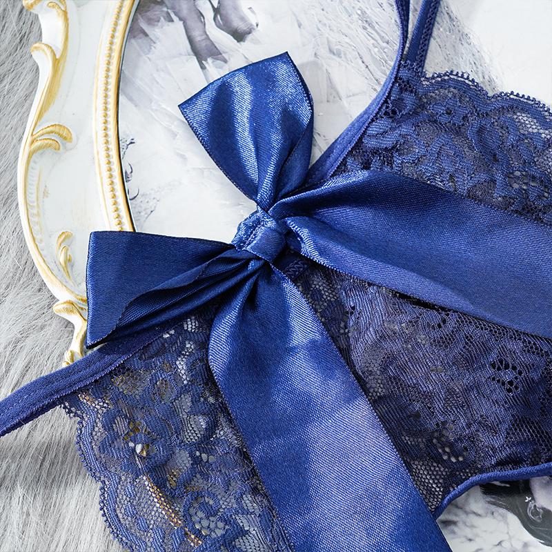 Women's Hollow Open Crotch Panties Bow Lace Erotic Pants Sexy Lingerie Underpants