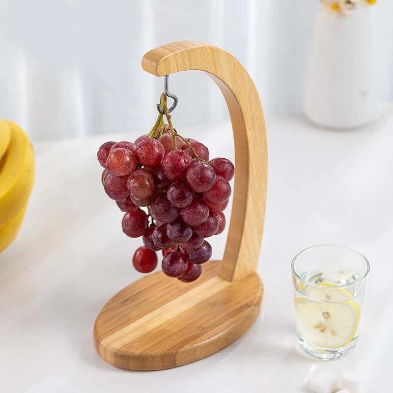 Banana Holder Tree Stand Hanger Rack Fruit Display Hook Wooden Banana Tree Hanger Sturdy Display with Hook for Fruit Storage