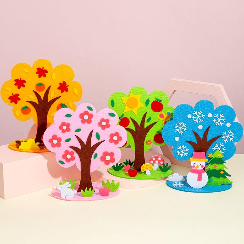 Vibrant Colors Felt Tree Kit Non-Woven Fabric Kids Puzzle Toy DIY Craft Kit Kindergarten Education