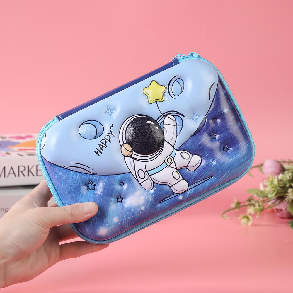 

Квадратный пенал из ЭВА с рисунком - большая вместимость для студентов и взрослых New blue astronaut синий