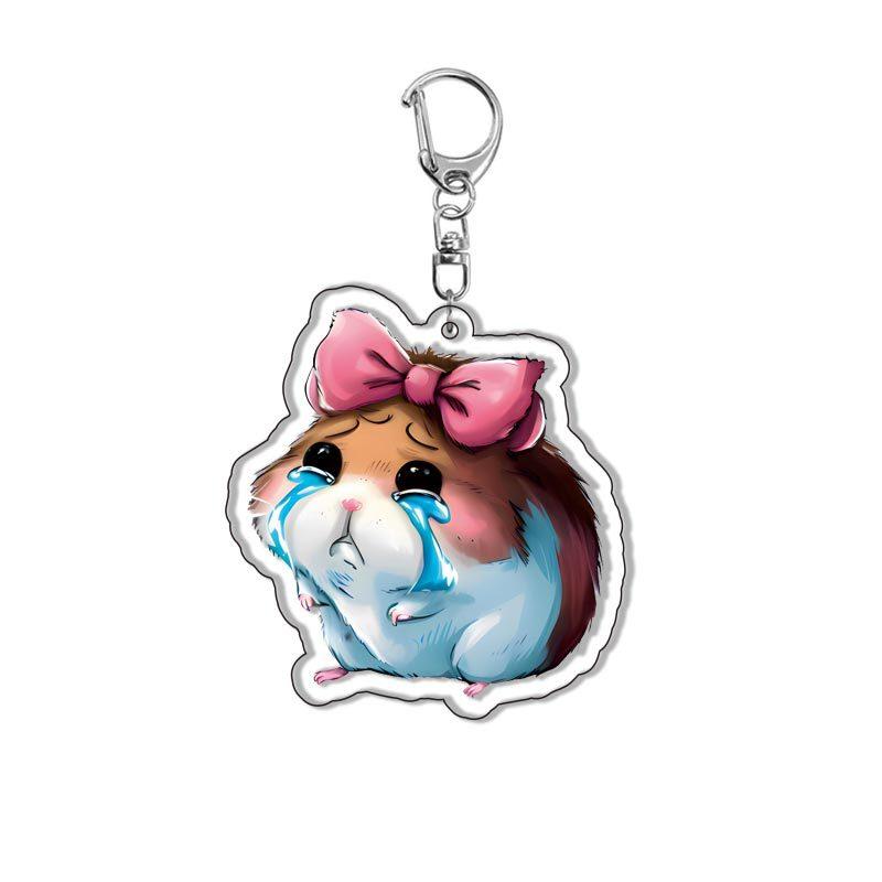 HOT !!! Hamster Acrylic Keychain Cute Sad Lovely Mobile Phone Backpack Pendant