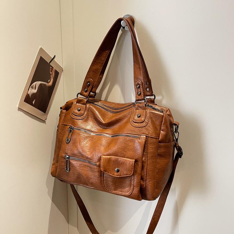 Shoulder Bag Women's Versatile Retro Multi-layer Bag Large Capacity Women's Bag Large Commuter Messenger Bag