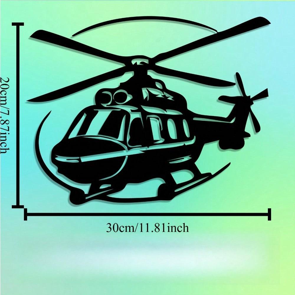 Metal Helicopter Wall Art, Weatherproof Garden Decor, Aviation Gift for Pilot