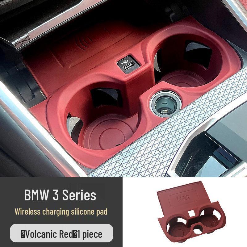 Wireless Charging Non-Slip Silicone Cup Holder Mat for BMW 3 & 5 Series (530li, 325li, 330li)