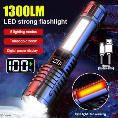 Latarka LED o wysokiej mocy 1300 lm Latarnia Ręczna Dalekiego Zasięgu Na Kemping Najmocniejsza Latarka LED Ładowalna przez USB