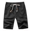 Herren Leinen Baumwolle Kordelzug Taille Gerade Beine Freizeitshorts
