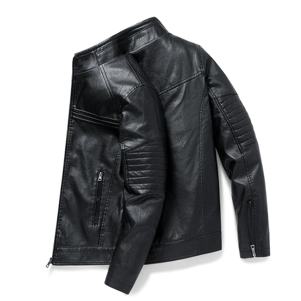 2022 Autumn/Winter Men's Stand Collar Motorcycle Leather Jacket