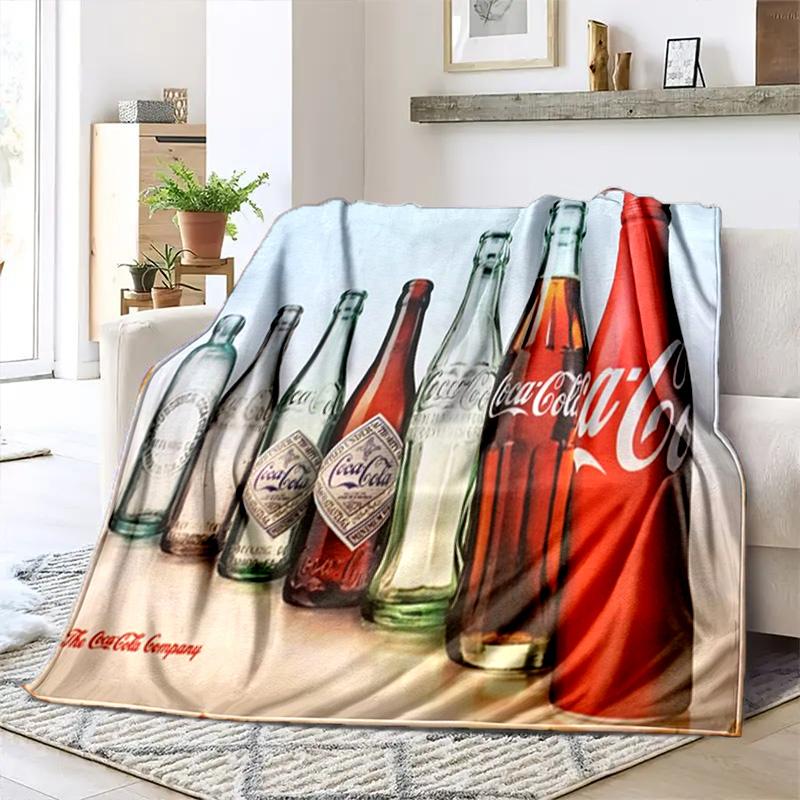 Christmas Gift Halloween Themed Cola Beverage Coca Cola Blanket Soft Home Furnishing Nap Decoration Four Seasons Warm Sherpa Blanket U7