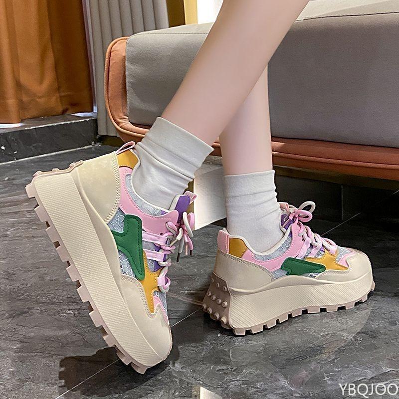 Simple Comfortable Thick Soled Height Increasing Running Shoes Fashionable Versatile Women's Shoes New Spring Casual Sneakers