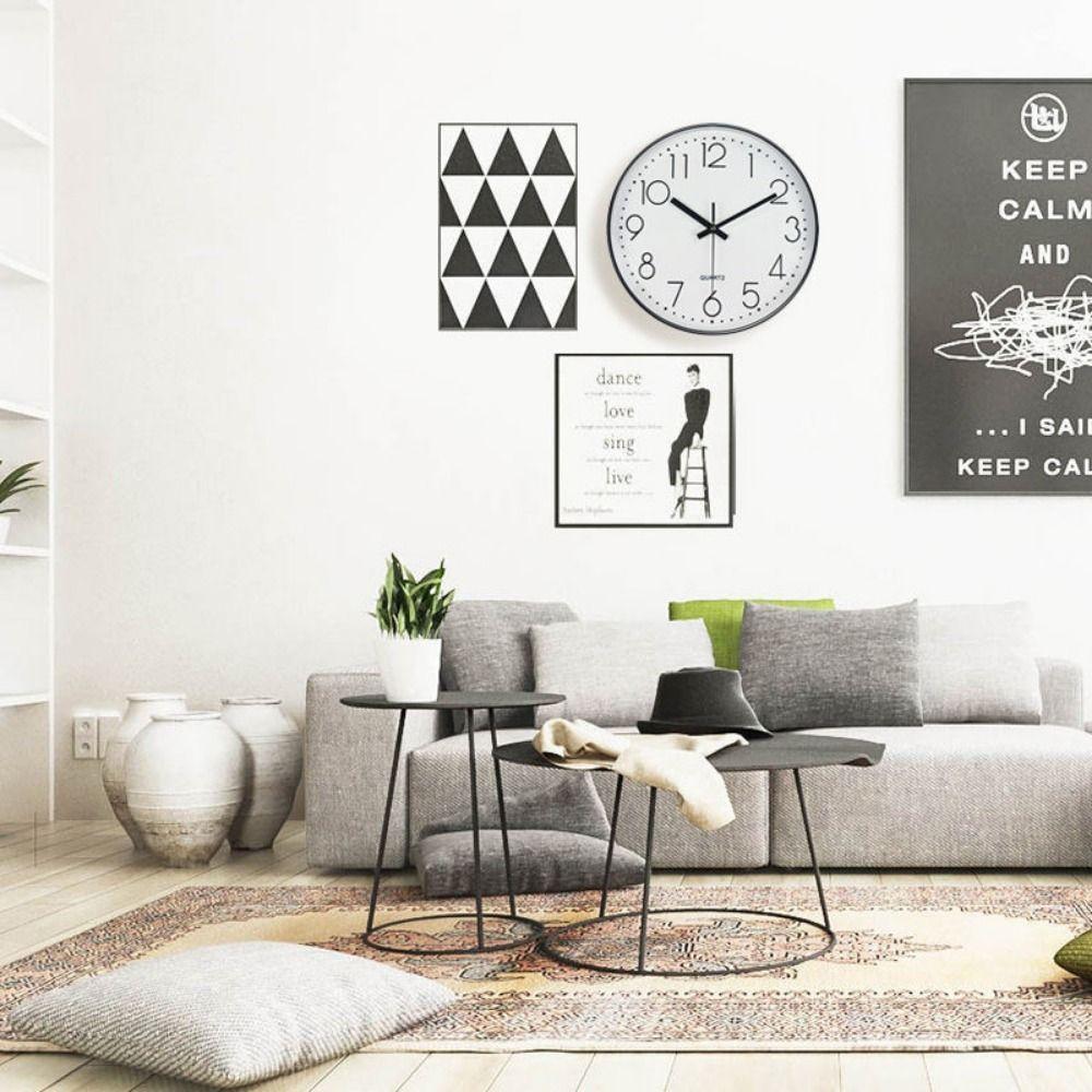 Non-Ticking Nordic Wall Clock Round Wall Hanging Clock Electronic Color Clock  Living Bedroom
