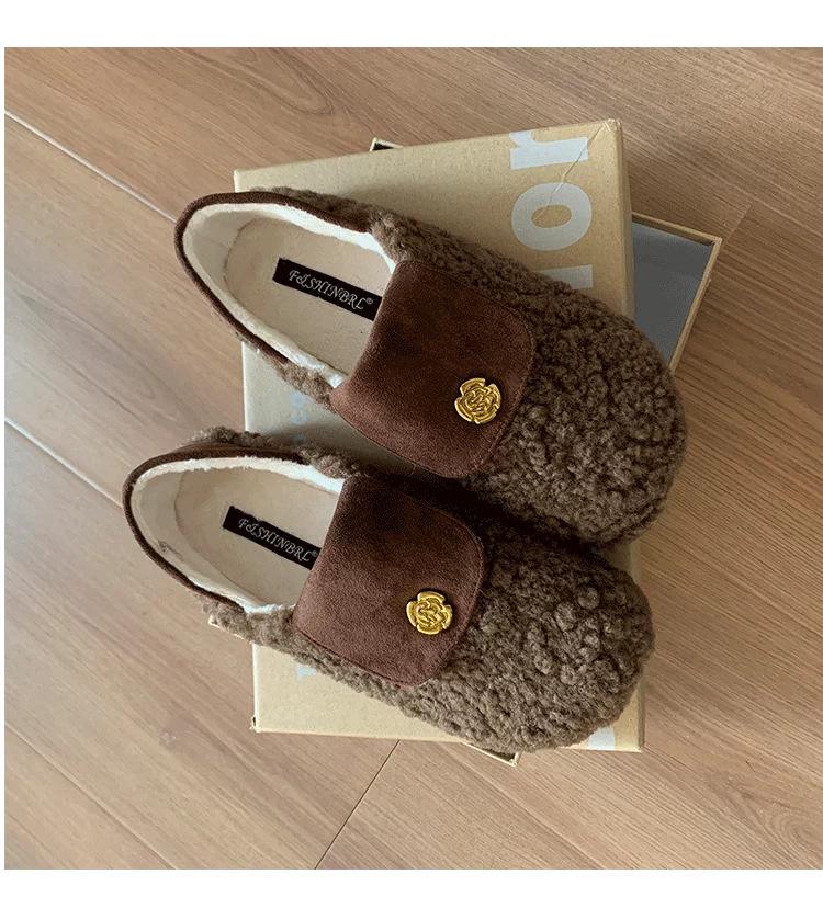 

Design matte Boken shoes single shoes women s spring and autumn new flat-soled soft-soled mother shoes lazy non-slip thick-soled slippers 40 темно-коричневого