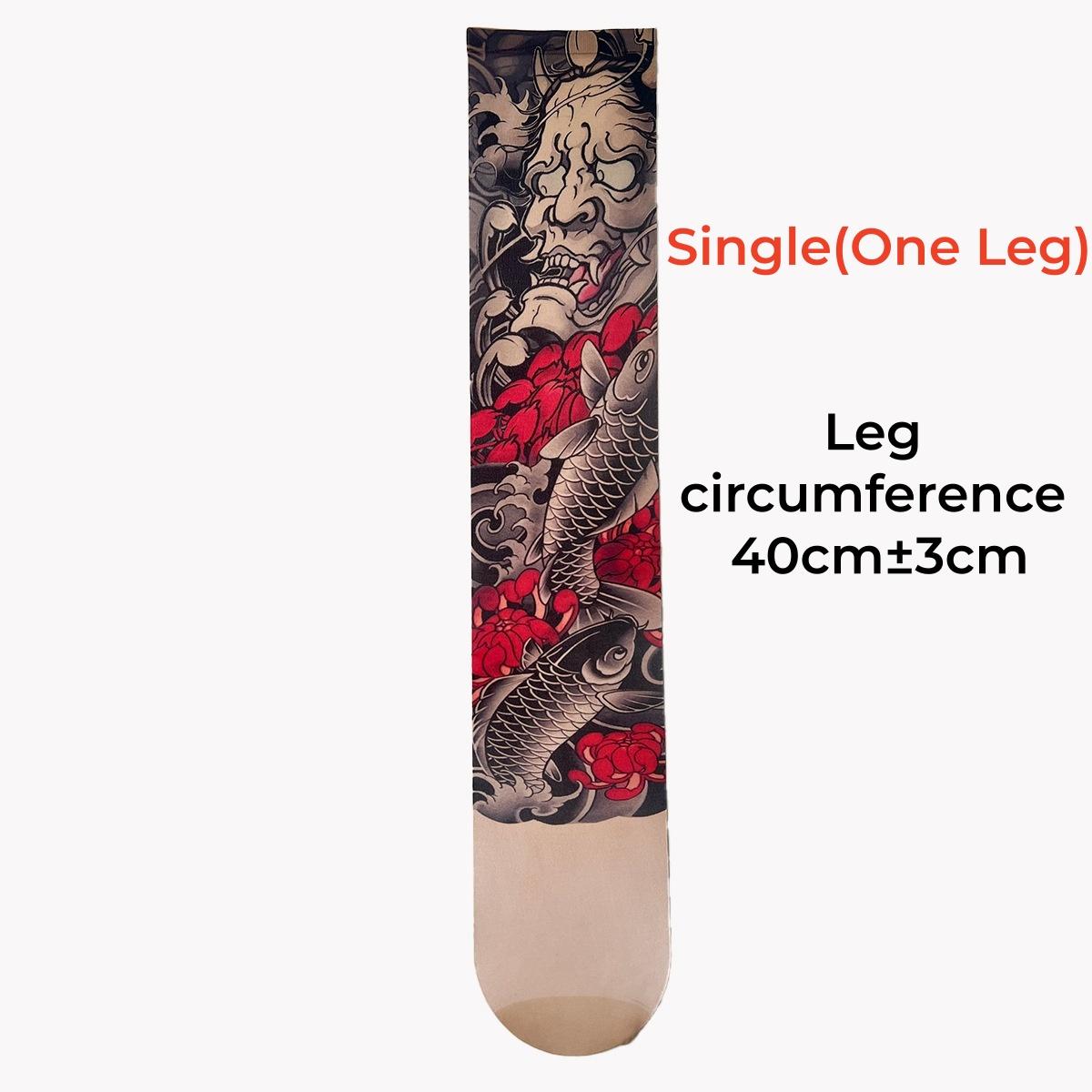 Gotischer Stil Ausgefallene Damen Einbeinige Tattoo-Bedruckte Transparente Strümpfe Einzelne Ganzbeinige Tattoo-Bedruckte Socken Florale Drachenschädel Jugend One Size black