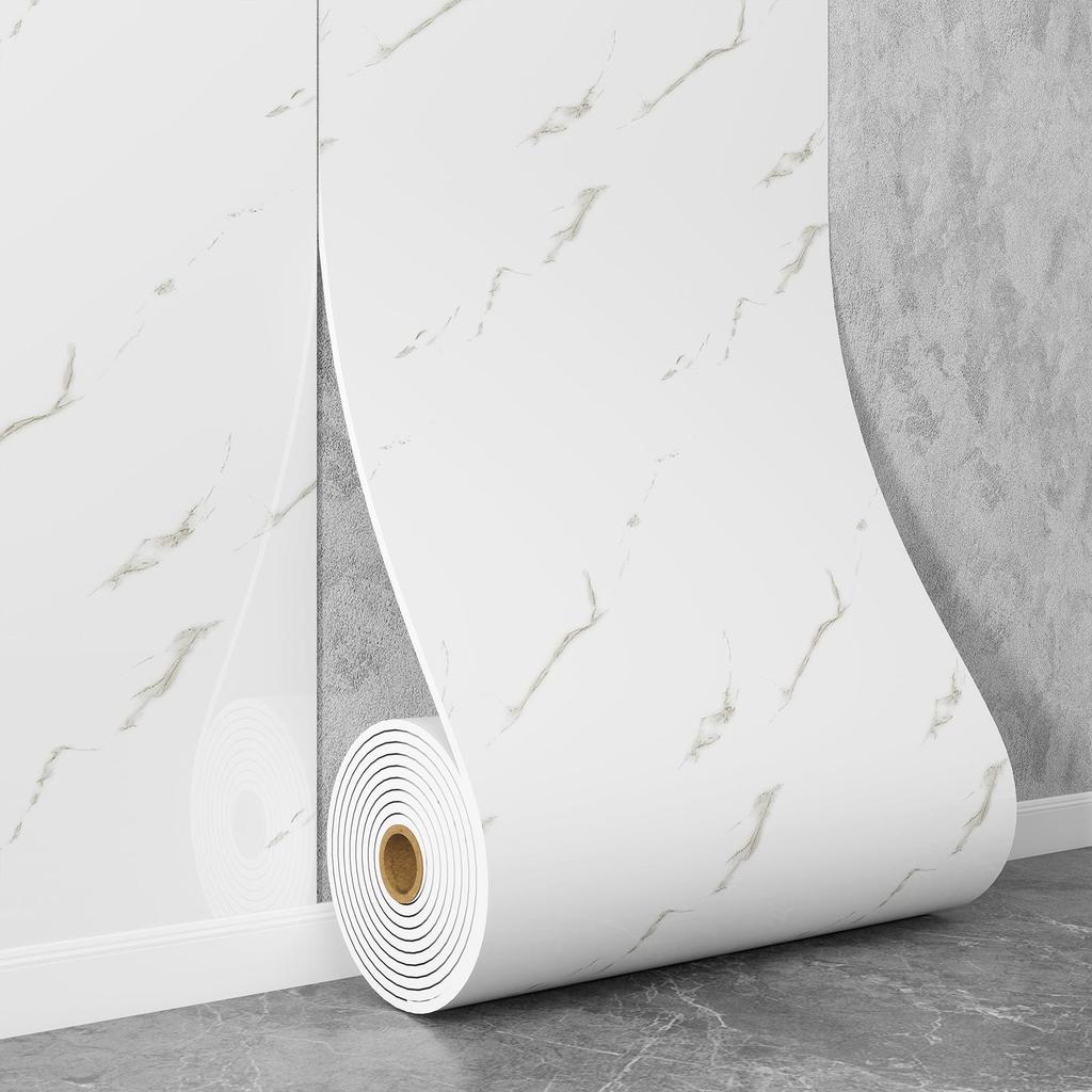 Self-Adhesive Waterproof Imitation Marble Tile Wall Sticker for Bathroom, Living Room, Kitchen, and TV Background.