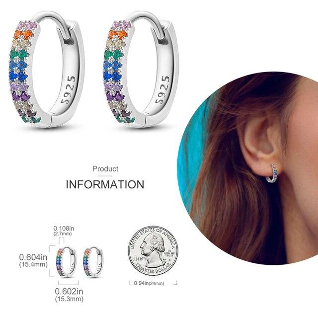 Brincos de argola de prata 925 para mulheres, brilhantes, pavê, cz, joias finas de luxo, brinco
