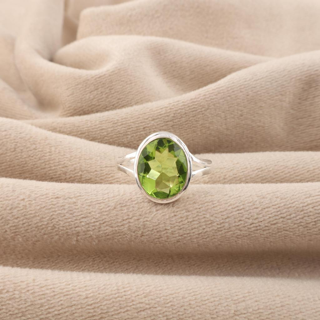 Natural Peridot Gemstone 925 Sterling Silver Handmade Jewelry Statement Ring For Anniversary Gift RR-80-9