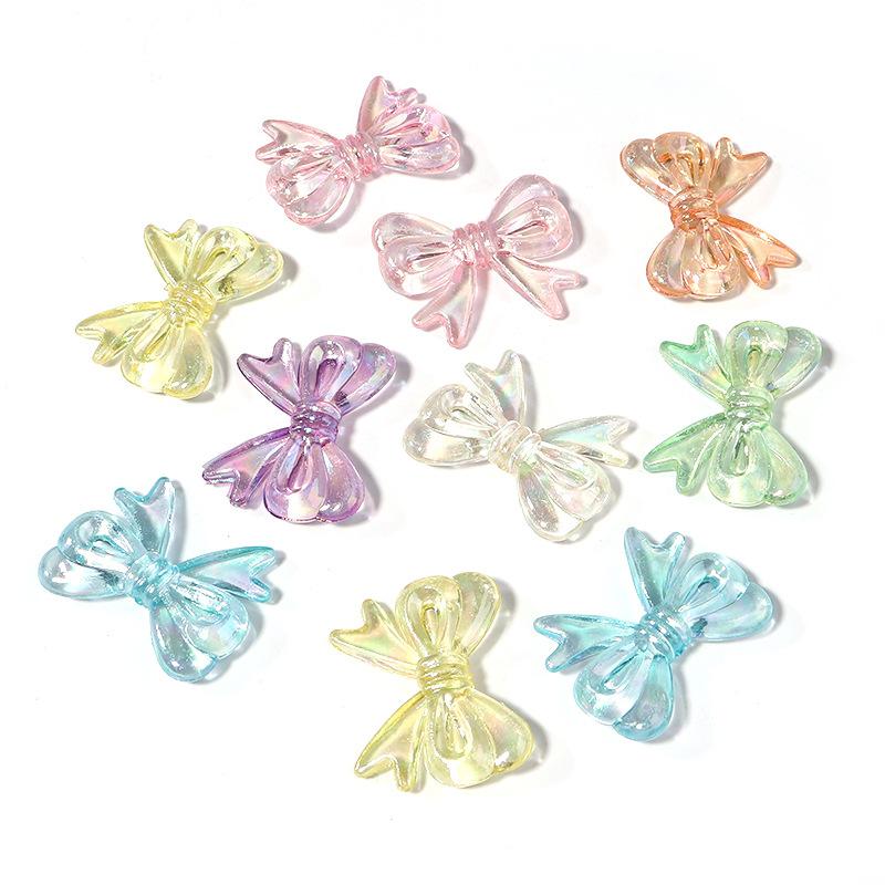 TX14 20Pcs/Lot 14x18mm New Exquisite Bowknot Transparent Spacer Beads DIY Pendants Necklace Bracelet Jewelry Trend Accessories