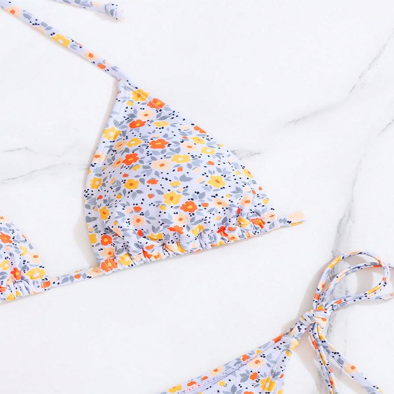 European and American Floral Lace-Up Bikini Swimsuit - 2025 Women's Sexy Three-Piece Swimwear