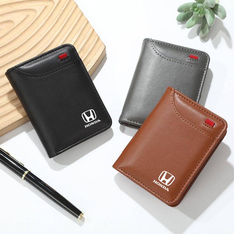 Leather Mini Credit Card Purse Portable Car Wallet For Honda civic accord fit jazz pilot CRV odyssey passport city shuttle HRV XI6