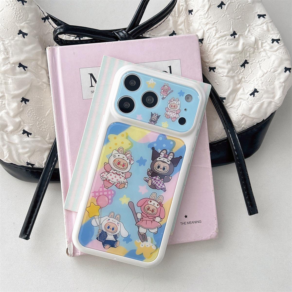 

iPhone 15/ProMax Drop Protection Case with Large Window, Colorful Fabric Pull iPhone 17