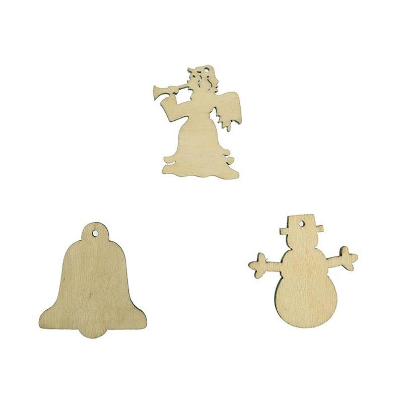 50pcs Wood Christmas Embellishment For Scrapbooking Crafts DIY Xmas Decor
