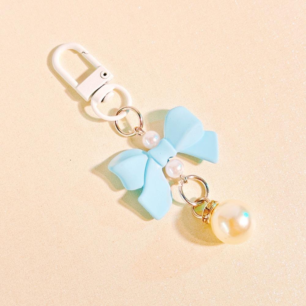 Key Chain Bow Knot Keyring Candy Color Imitation Bow Keychain  Girls Gifts