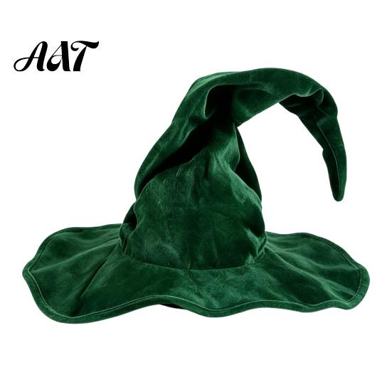 Full Color Matte Witch Hat for Women, Large Ruched Velvet Wizard Twisted Halloween Party Headwear Party, Cosplay Costume, Stage Performance Accessory