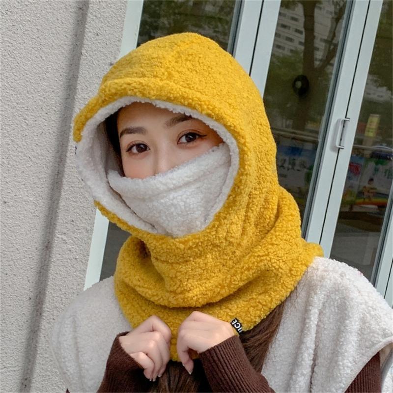3-in-1 Women Hat Thick Fleece Hat with Ear Flaps Facemask Outdoor Hat Furry Caps Windproof Hat Hiking Running Headwear