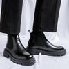 Fashion Thick soled men's boots Minimalist and fashionable British style Business Office Outdoor autumn and winter leather shoes Black