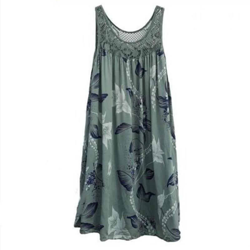 

10 цветов S-5XL Женские кружевные платья без рукавов с принтом Повседневные платья XXXXXL